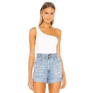 COTTON CITIZEN Brisbane Asymmetrical One Shoulder Crop Tank White Size Small